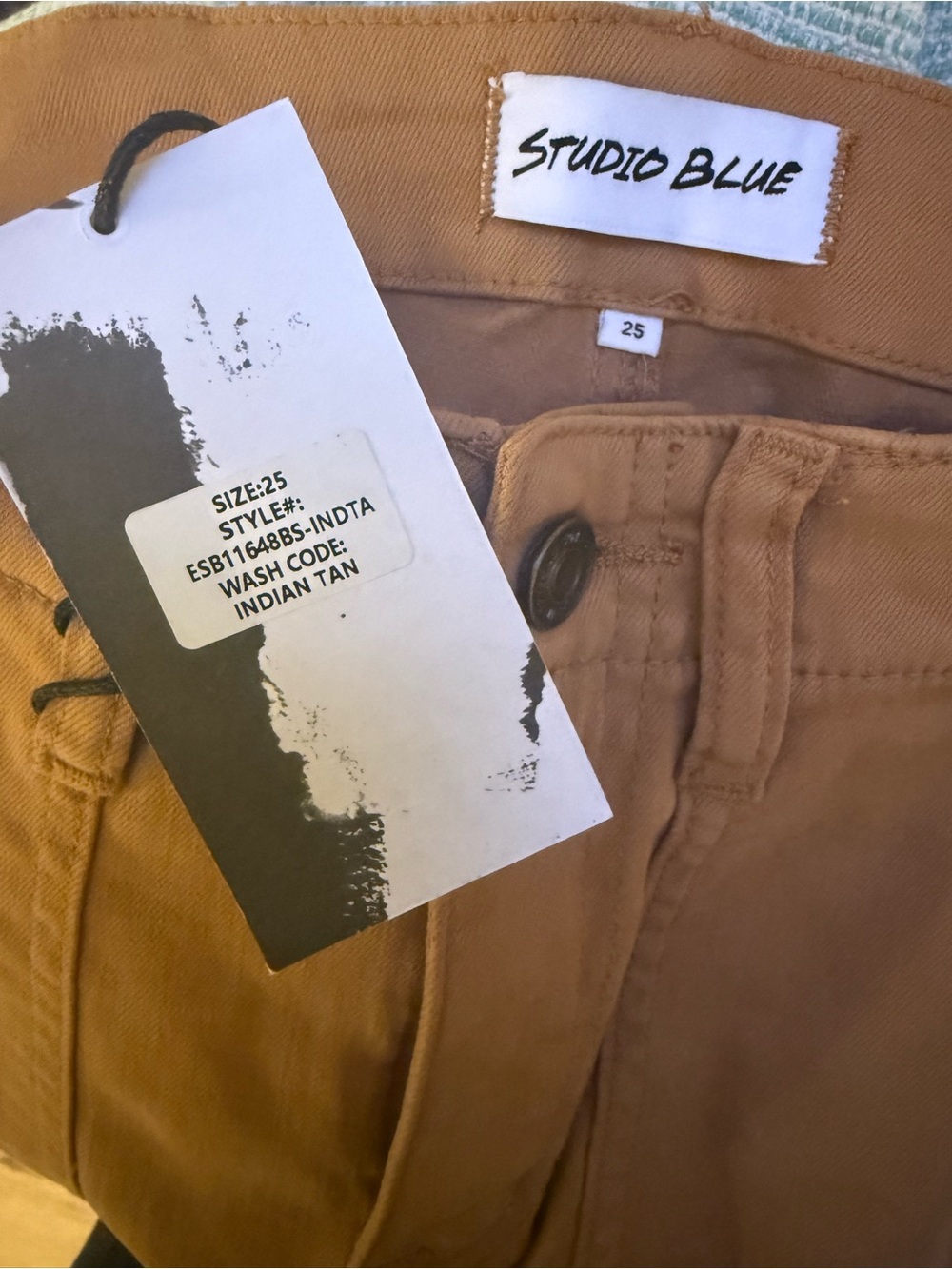 NWT Studio Blue Straight-Leg Jeans in Indian Tan 25 - Picture 6 of 6